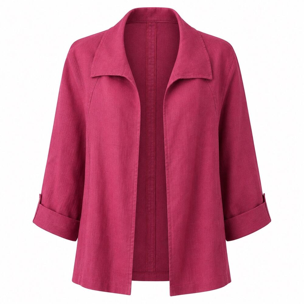 TALBOTS Woman 3X Pure Irish Linen Pink Open Front Blazer Jacket Workwear
